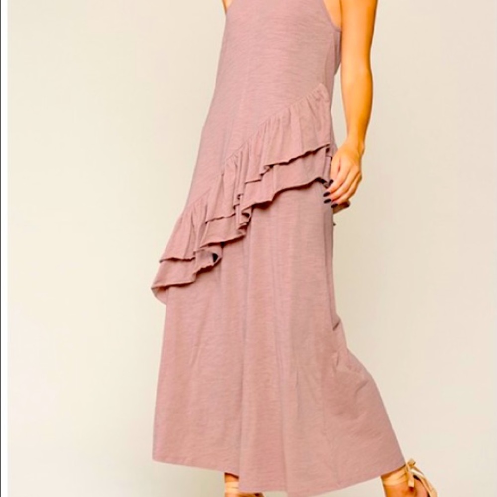 New Boutique Asymmetrical Ruffle Maxi Dress